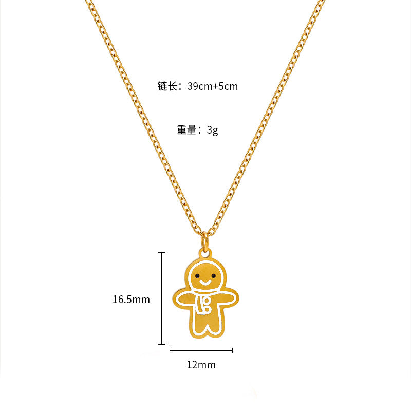 Wholesale Christmas Elk Snowman Bell Necklace